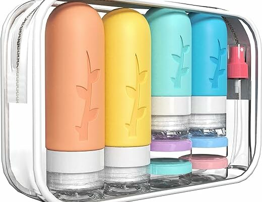 18pack Travel Bottles for Toiletries,TSA Approved Silicone Travel Containers jar for Toiletries,Leak Proof Refillable Liqus Shampoo And Conditioner Travel Essentials toiletry Bottles