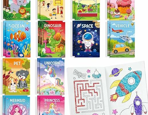 24 Coloring Books for Kids Party Favors Bulk Mini Coloring Books for Ages 2-4-8-12 Small Activity Books for Unicorn Dinosaur Mermaid Animal Birthday Party Gifts Goodie Bags Stuffers Classroom Travel