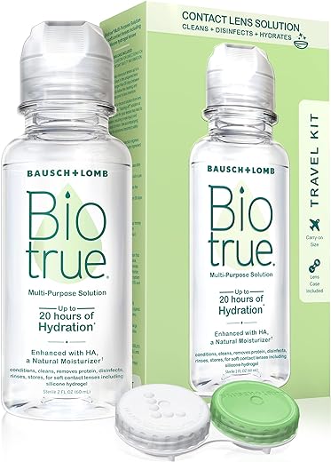 Biotrue Contact Lens Solution, Multi-Purpose Solution for Soft Contact Lenses, Lens Case Included, 2 FL OZ