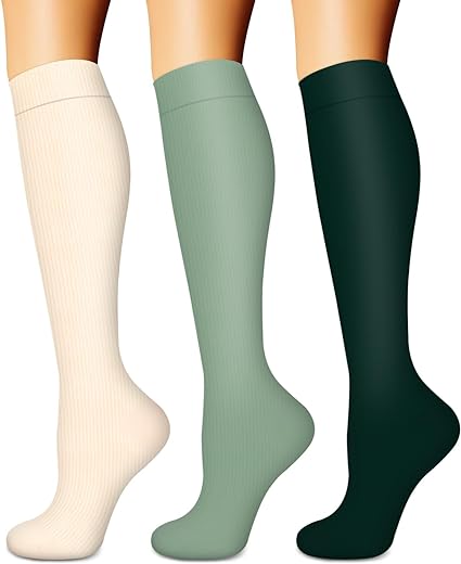 BLUEENJOY Compression Socks for Women & Men (3 pairs) - Best Support for Nurses, Running, Hiking, Recovery & Flight Socks