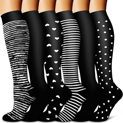 BLUEENJOY Copper Compression Socks (6 Pairs) - Best Support for Nurses & Athletes