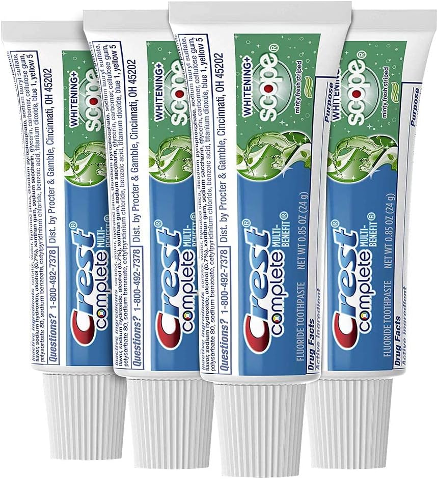 Crest Complete Whitening Scope Minty Toothpaste .85 Oz Travel Size 4 Pack