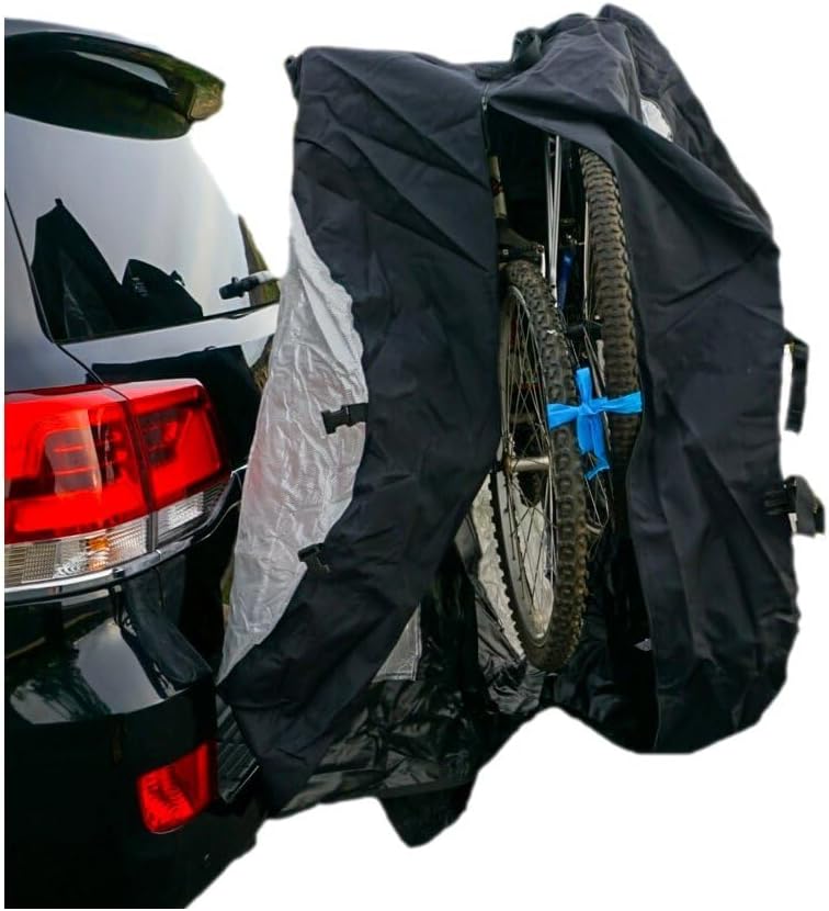 FORMOSA Protective Travel Bike Cover for Transport on Rack - Travel Bike Cover - Bicycle Cover for Transport on Rack - Heavy Duty Electric Bike Cover - Thick 600D Reflective Panels (1, 2, or 4 Bikes)
