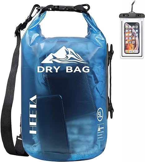 HEETA Waterproof Dry Bag for Women Men, 5L/10L/20L/30L/40L Roll Top Lightweight Dry Storage Bag Backpack with Phone Case for Travel, Swimming, Boating, Kayaking, Camping and Beach