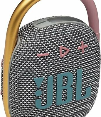 JBL Clip 4 - Portable Mini Bluetooth Speaker for home, outdoor and travel, big audio and punchy bass, integrated carabiner, IP67 waterproof and dustproof, 10 hours of playtime, (Gray)