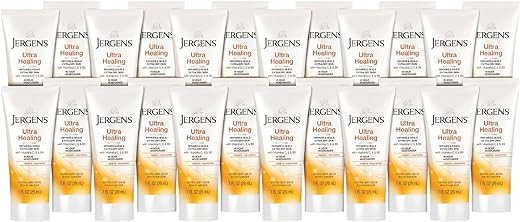 Jergens Ultra Healing Dry Skin Moisturizer, Travel Size Body and Hand Lotion, for Extra Dry Skin, Use After Washing Hands, HYDRALUCENCE blend, Vitamins C, E, B5, 1 Fl Oz (Pack of 24)