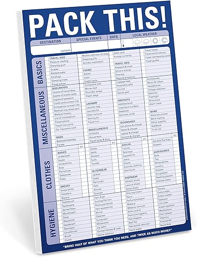 Knock Knock Pack This! Pad Packing List Notepad, 6 x 9-inches