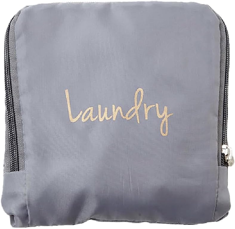 Miamica Foldable Travel Laundry Bag: Grey & Gold