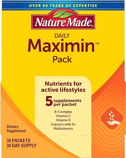 Nature Made Daily Maximin Vitamin Pack, Dietary Supplement for Nutritional Support, 30 Packets, 30 Day Supply