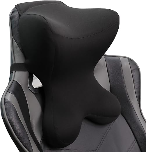 Newsty Car Neck Pillow for Driving Seat Car headrest Pillow/Gaming Chair Pillow with Adjustable Strap Removable Cover Ergonomic Design Neck Support Pillow for Car, Office Chair, Gaming Chair(Black)