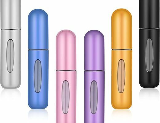 Perfume Travel Refillable Mini Spray Bottles Atomizer Refillable Empty Cologne Travel Essentials For Women Mens Small Mister Spray Bottle For Travel Accessories 6 Pack 5ml/0.2oz