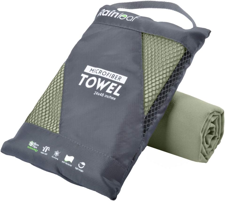 Rainleaf Microfiber Towel Perfect Travel & Sports &Camping Towel.Fast Drying - Super Absorbent - Ultra Compact.Suitable for Backpacking,Gym,Beach,Swimming,Yoga