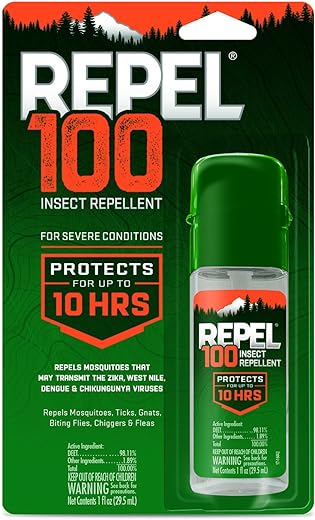 Repel 100 Insect Repellent, Repels Mosquitos, Ticks and Gnats, For Severe Conditions, Protects For Up To 10 Hours, 98% DEET (Pump Spray) 1 fl Ounce