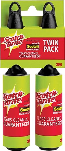 Scotch-Brite Mini Lint Roller, White, 2 Rollers Total