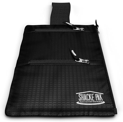 Shacke Hidden Travel Belt Wallet w/RFID Blocker (Black with Black Strap)