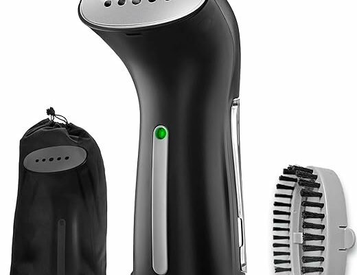 Steamer Iron for Clothes, Hand Held Portable Travel Garment Steamer, Metal Steam Head, 25s Heat Up, Pump System, Mini Size, Handheld Steamer for Any Fabrics, No Water Spitting, 120V Black