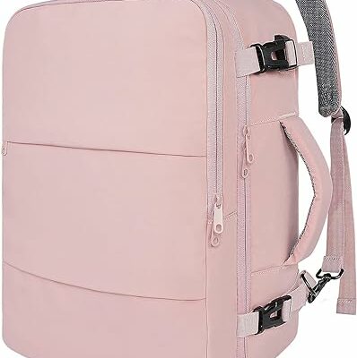 Taygeer Travel Backpack for Women, Carry On Backpack with USB Charging Port & Shoe Pouch, TSA 15.6inch Laptop Backpack Flight Approved, College Nurse Bag Casual Daypack for Weekender Business,Pink