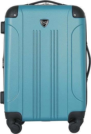 Travelers Club Chicago Hardside Expandable Spinner Luggages, Teal, 20" Carry-On