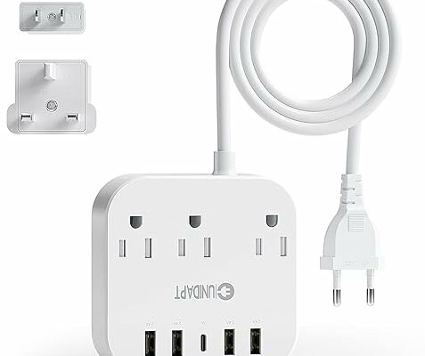 Unidapt European Plug Adapter with USB and Power Strip