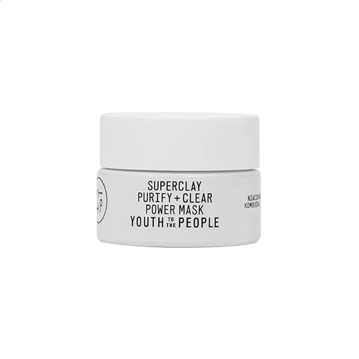 Youth To The People Travel Size Superclay Purify + Clear Power Mask - BHA, Salicylic Acid + Niacinamide Clay Facial Mask to Help Clear Pores and Absorb Excess Oil - Vegan Skincare (0.5 oz)